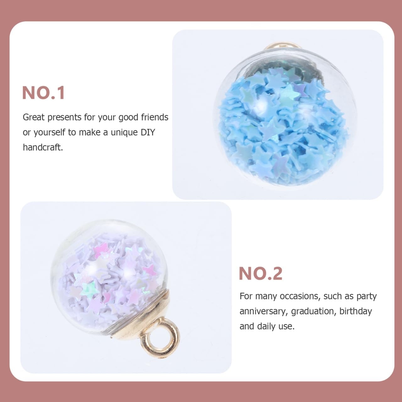 Glass Ball Charms with Star Sequins for Jewelry Making Small 0.78 Inch Pendants for Earrings Necklaces Diy Craft Projects Unique Hanging Decorations - Image 8