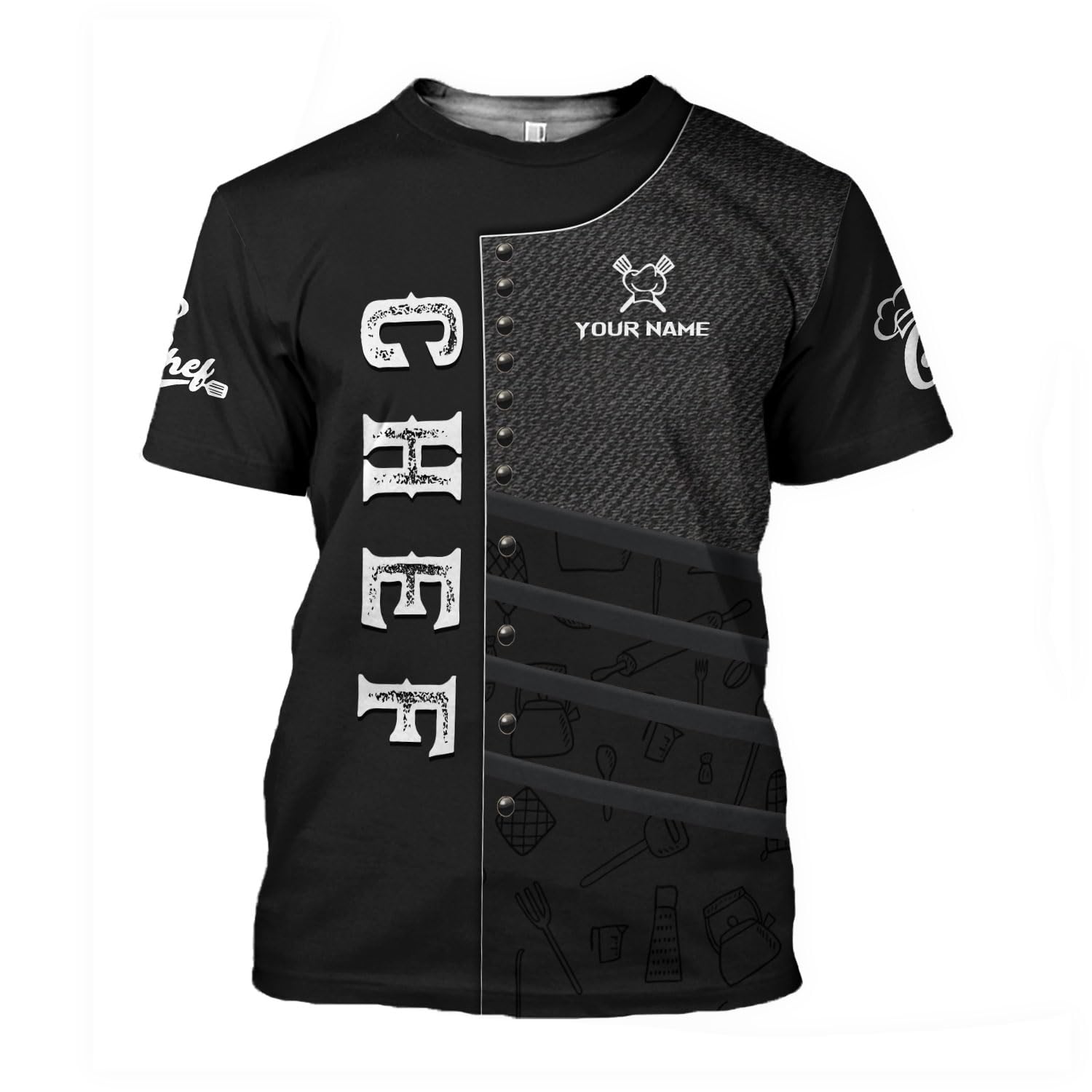 Generic Custom 3D Chef Shirt Personalized Gifts for Men Women, All Over Print Chef Uniform T-Shirt, Master Chef Utility Apparel Lover (Polyester Blend, C7), Large-5X-Large