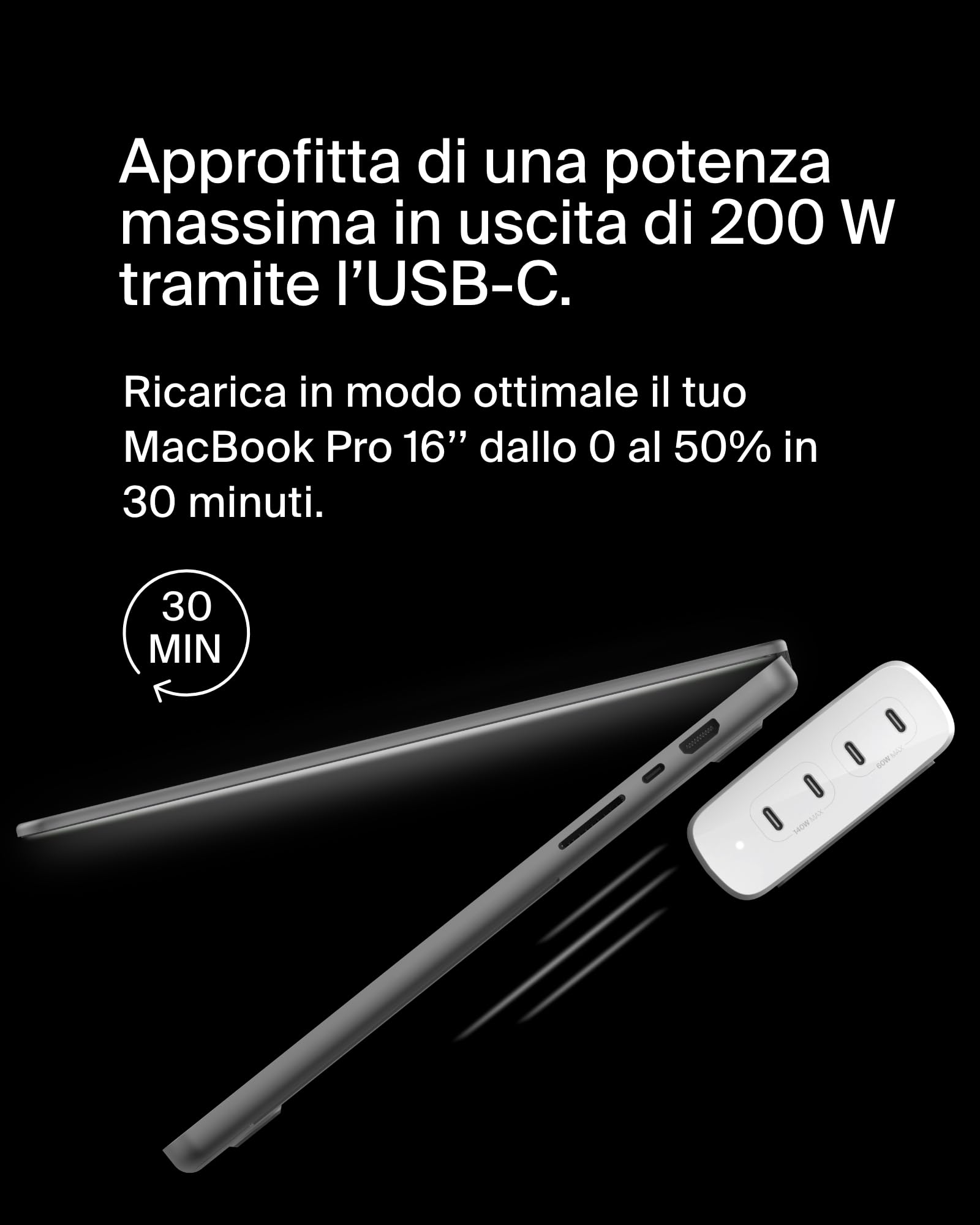 Belkin BoostCharge Pro Caricabatteria multiporta da parete GaN 200 W, 4 porte con ricarica rapida USB-C PD 3.1, cavo da 1,5 m, per MacBook Pro, iPhone 16, iPad Pro, Galaxy S24, Google Pixel ecc.