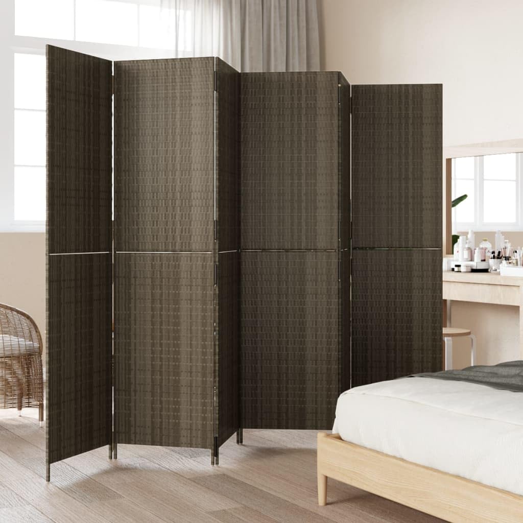 Paravent 6-TLG - Separador de ambientes, polirratán, 294 x 180 cm, plegable, para salón, dormitorio, balcón y oficina