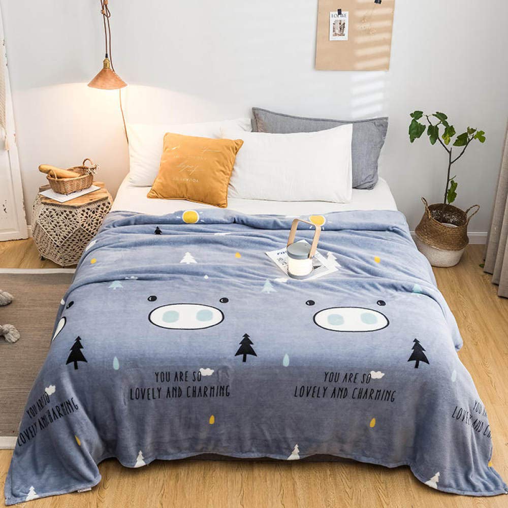 Couverture en peluche épaisse Sherpa grise grand confort motif mignon 150x200