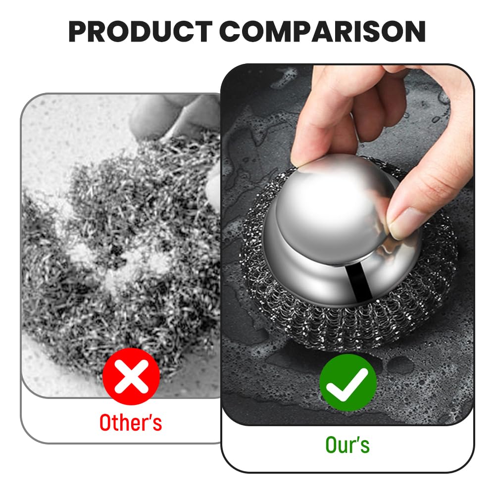 Pack Of 20 Steel Wool Washing Sponge, Stainless Steel Wire Ball Brush, Scourer, Scouring Pad, Helps Remove Dirt For Cleaning Pots, Pans And Dishes