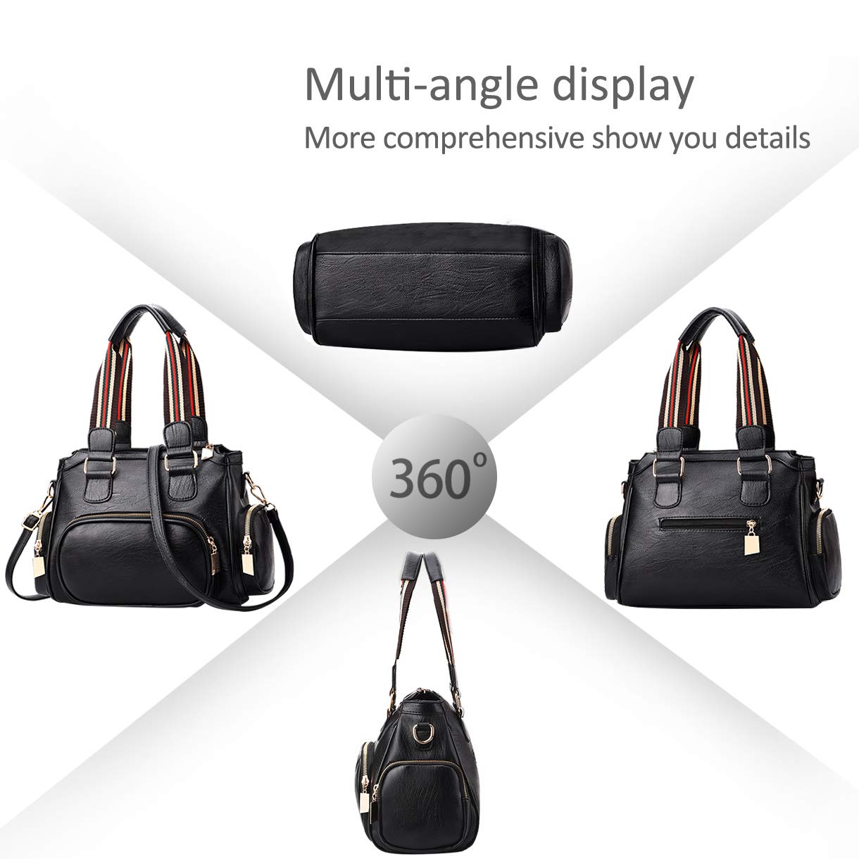 WolFum Nuove borse a mano da donna e borsa a tracolla Borsa a tracolla in morbida pelle con tasche multiple Raddoppia il comfort