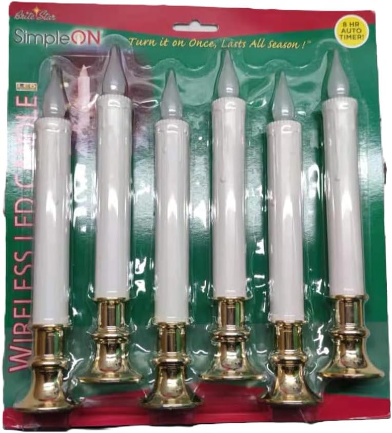 Brite Star Battery Operated 9-inch LED Candles - 6 Count Flickering Flameless Candles with Timer - Perfect for Home Décor, White - Image 5