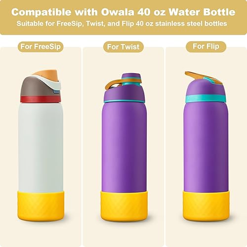 Vista 229 de 2PCS Silicone Water Bottle Boot for Owala 24oz 32oz 40oz, Anti-Slip Protective Sleeve Bottom Bumper Protector for FreeSip, Twist, and Flip Stainless