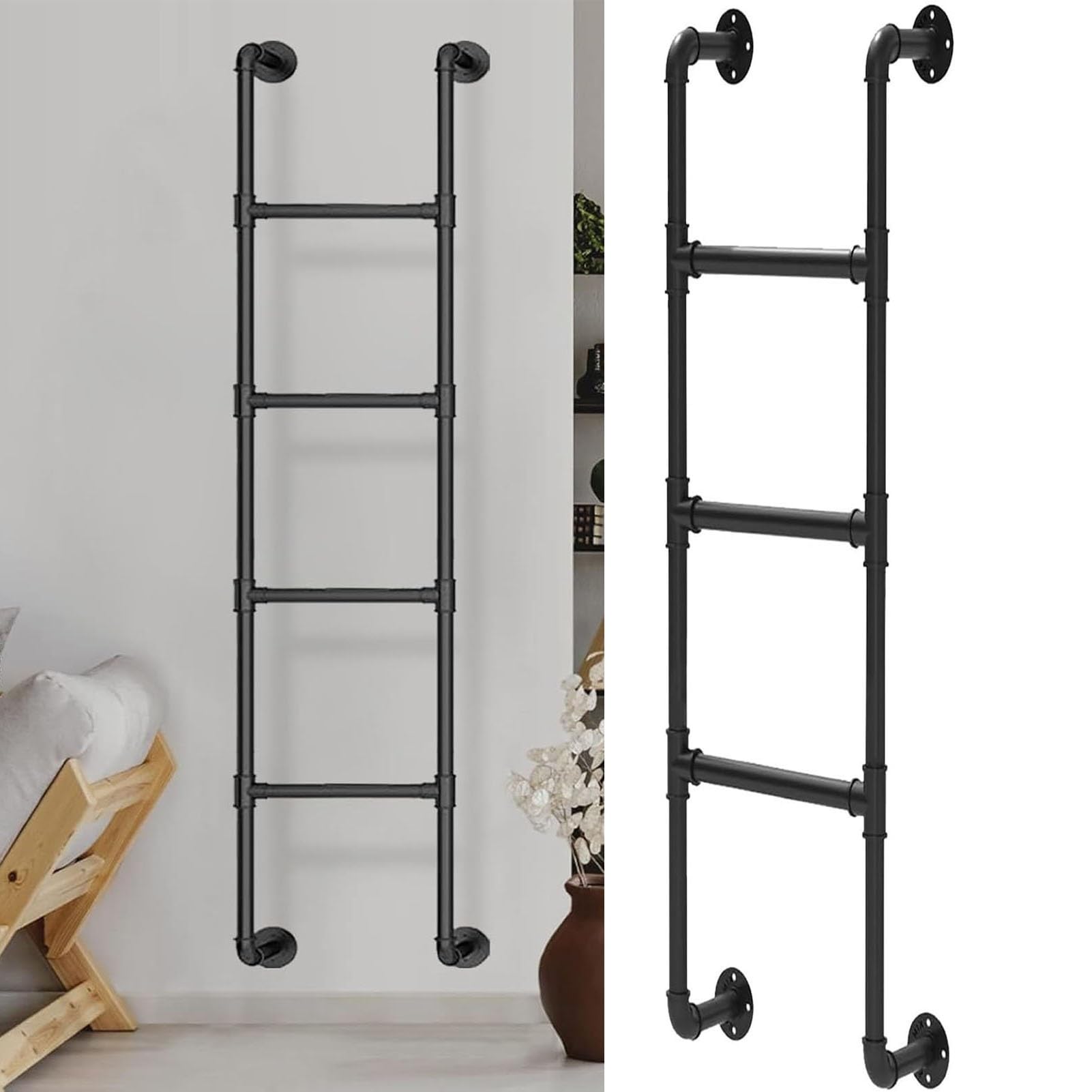 Échelle de lit superposé en métal noir pour mezzanine et camping-car