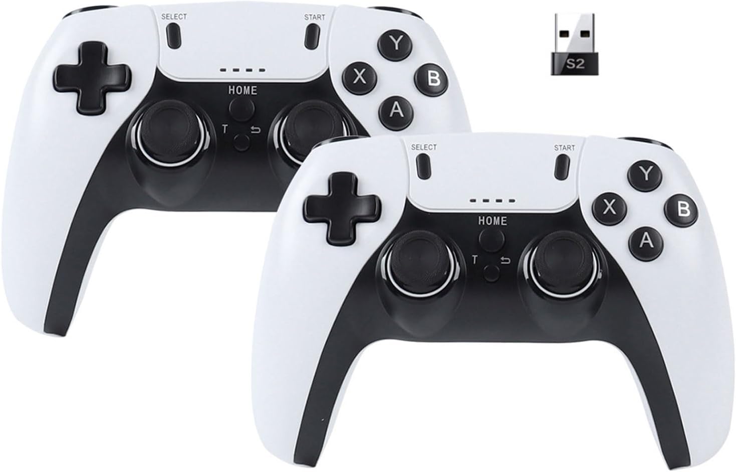 USB Twin Wireless Controller for Retro Game Emulator Gamepad Rechargeable Remote Joystick Joypad for Windows PC,Raspberry Pi,Smart TV/Game Stick/Box, Projector with Emuelec,Batocera‌,Lakka,RetroArch
