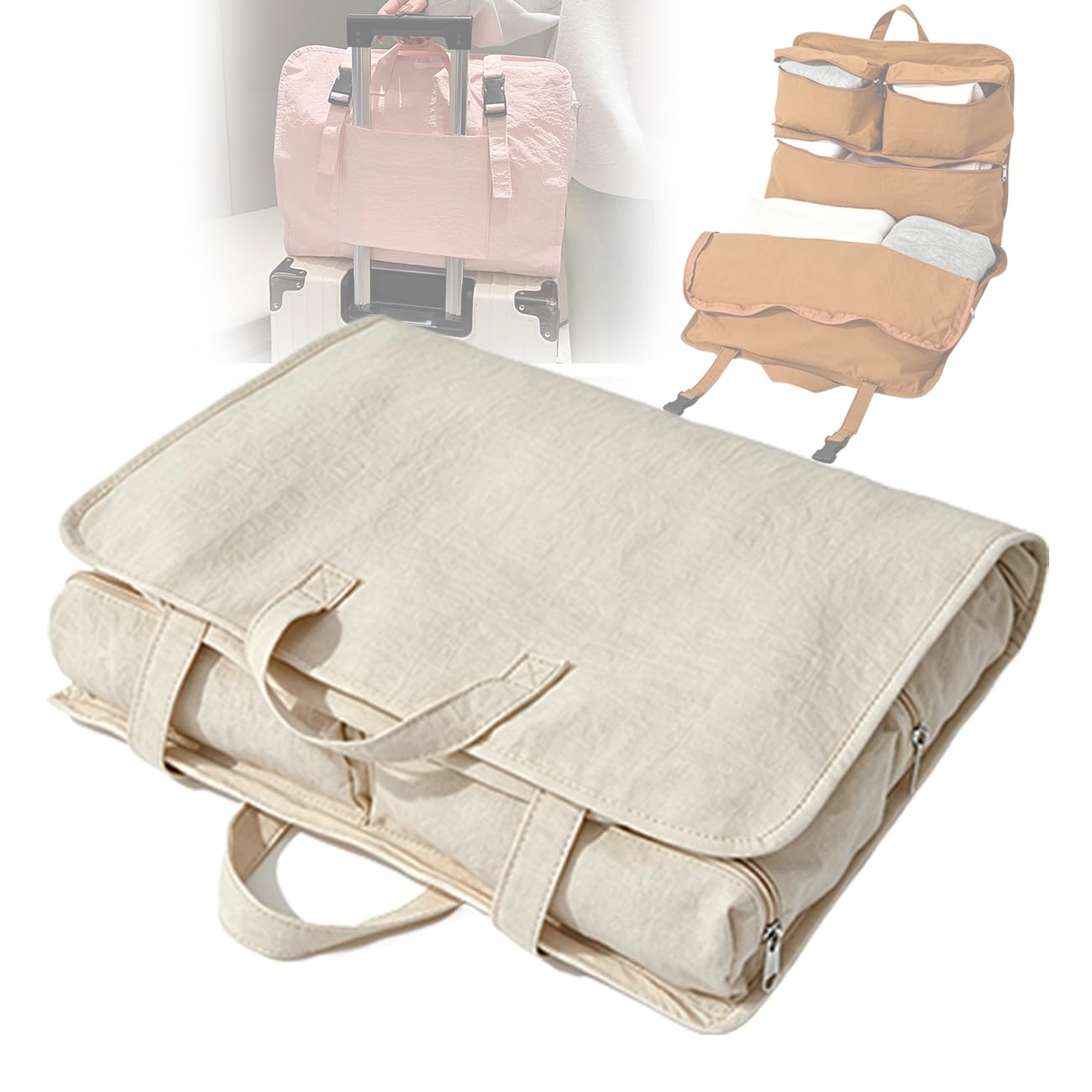 Packing Cubes Koffer Organizer - Koffer Organizer Hängend Für Reisen, Multifunktionaler Handgepäck, Reise Essentials Für Damen Herren White,41 * 35 * 12cm