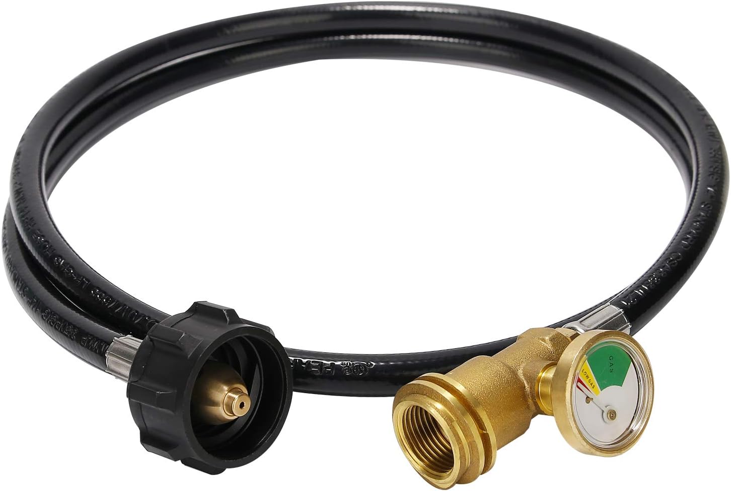 Roastove 5 Feet Propane Tank Extension Hose with Gauge,Converts POL LP