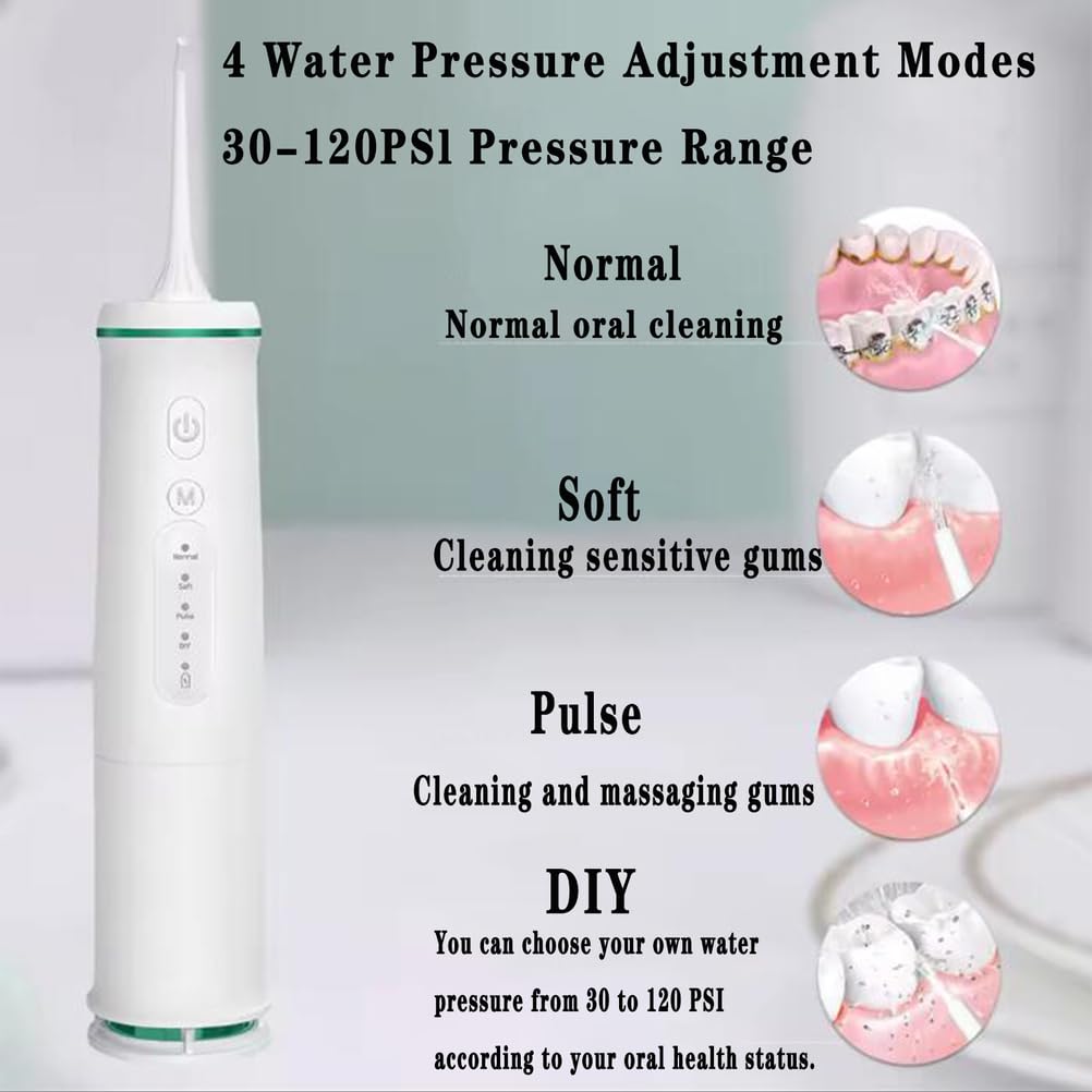 Nero,Idropulsore Dentale, Irrigatore Orale Portatile da 350 Ml, 4 modalità di Pulizia E Filo Interdentale, Pulisci Denti Senza Fili Impermeabile IPX7