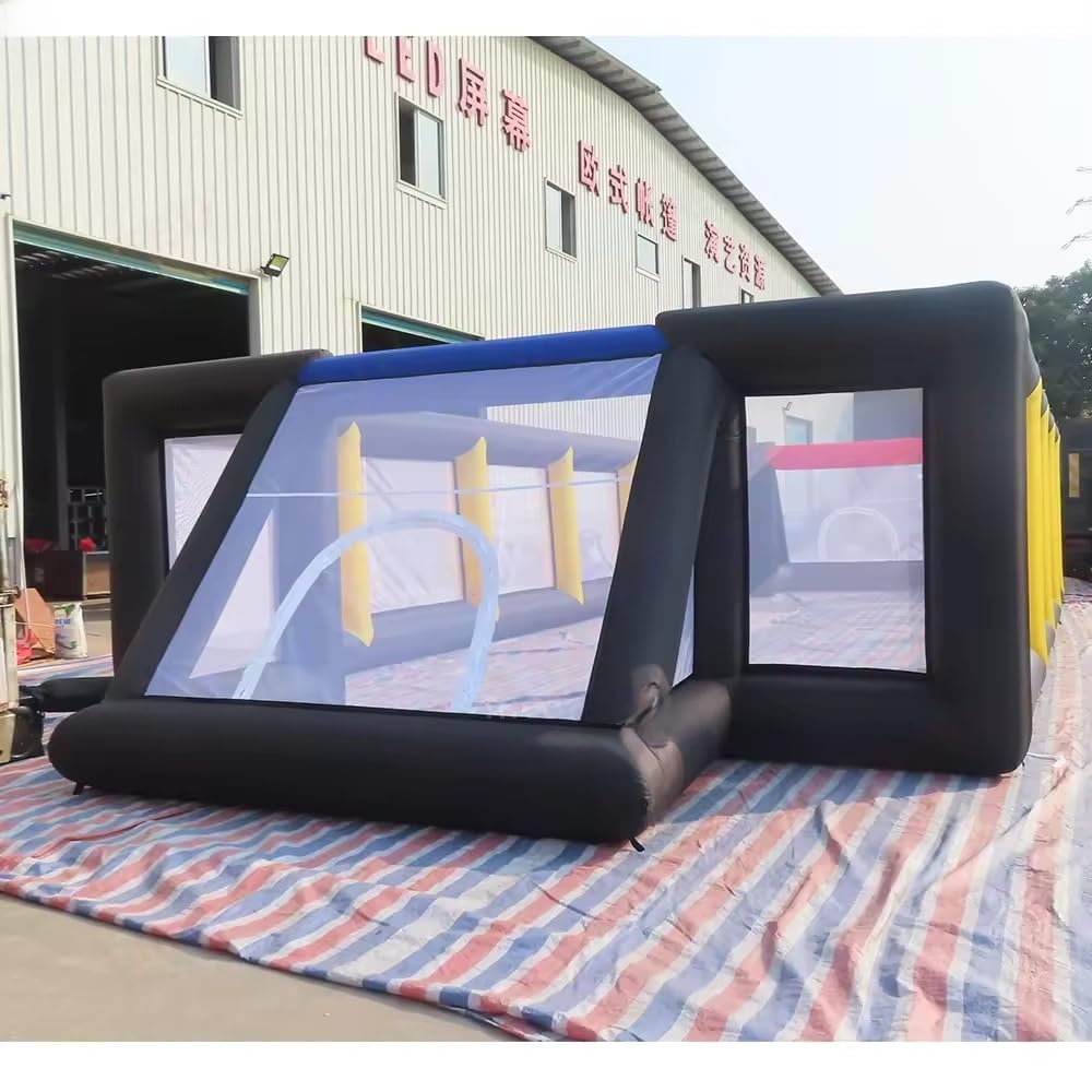 Campo de fútbol inflable con soplador y pelotas para festivales y eventos, ideal para juegos y reuniones al aire libre