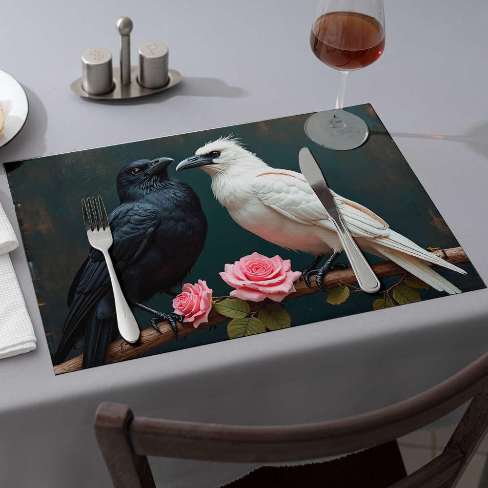 Sets de table corbeaux noir et blanc pour sublimer vos repas de cuisine et de salle a manger