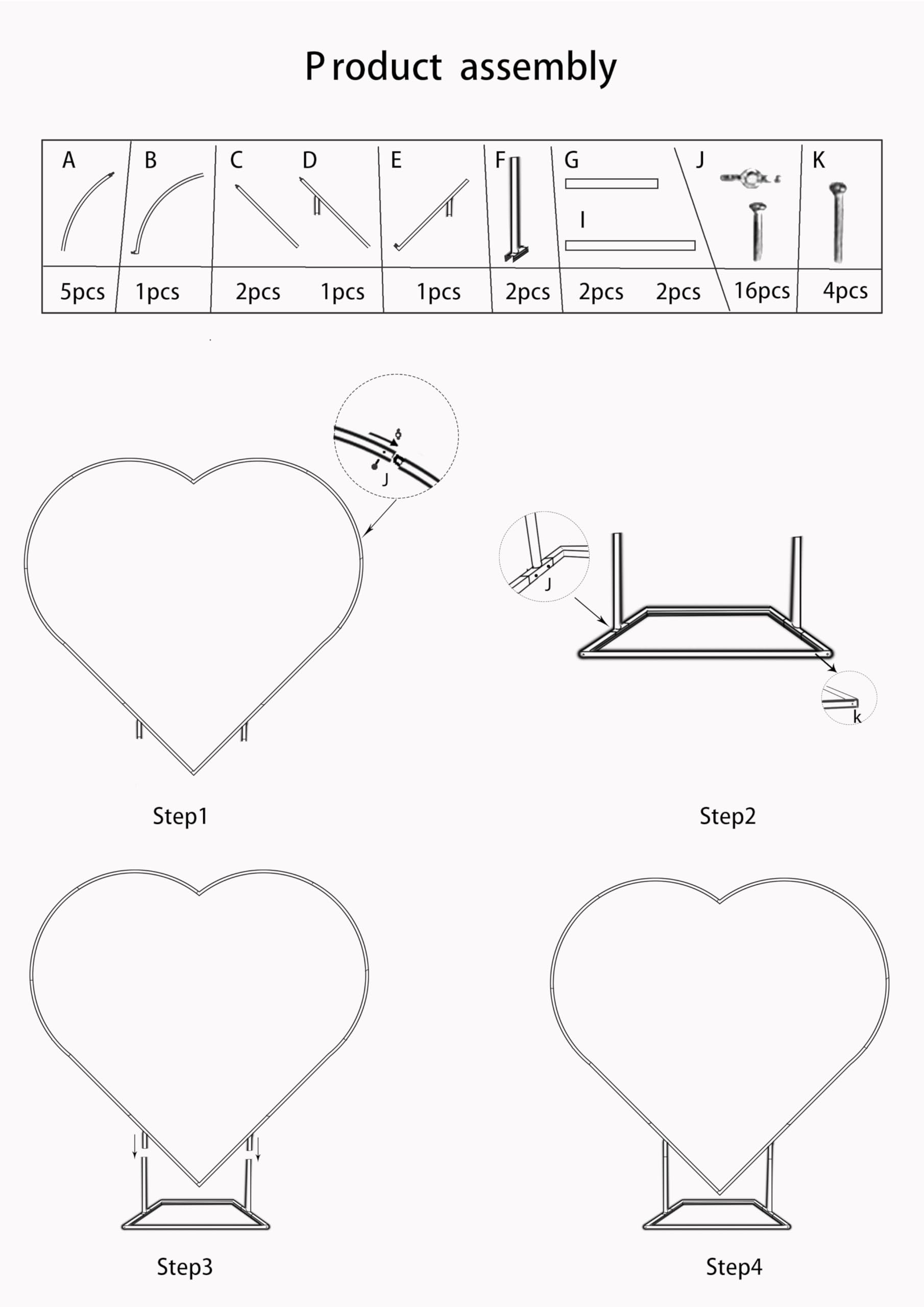 Kit Per Arco Di Palloncini A Forma Di Cuore Con Supporto Per Fiori