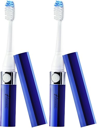 Miniatura 2 de Pursonic Cepillo de dientes sónico portátil S52 para llevar con 2 cabezales de cepillo y batería AAA incluida, azul, 0.2 libras