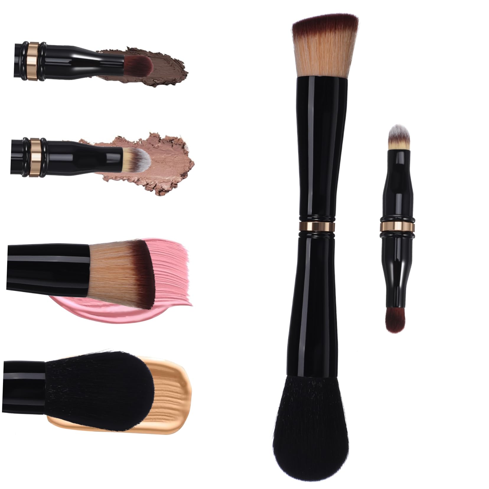 HAKIDZEL Travel Makeup Brush Double Sided Compact Face Brush for Concealer and Blending Multifunctional Makeup Tool for