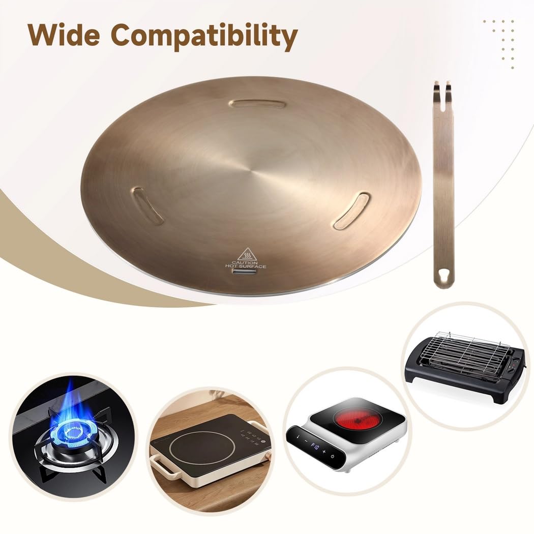 Placa convertidora de cocina de 11 pulgadas con mango a presión, adaptador de inducción para estufa eléctrica de gas, anillo difusor de calor para seguridad de utensilios de cocina