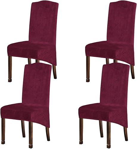 Miniatura 40 de Fundas de terciopelo de felpa XL para sillas de comedor, funda elástica para sillas altas, fundas protectoras de elastano con banda elástica