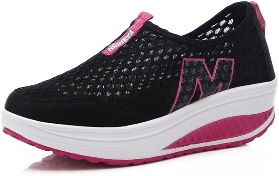 NEWZCERS Women's Summer mesh Slip-on Platform Shoes Fitness Work Out Sneaker