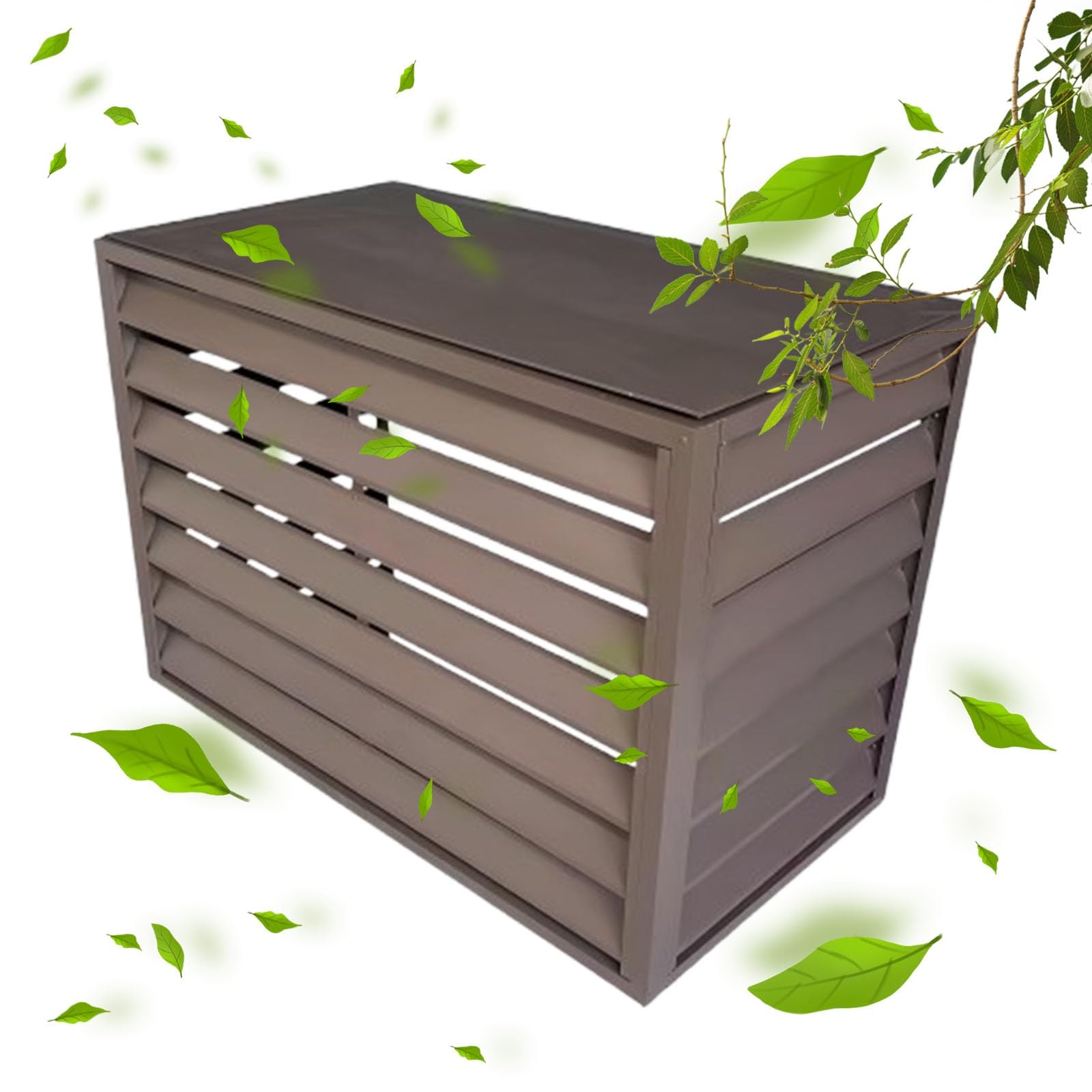 QYMYOZ Outdoor Fence - 4 Panel Air Conditioner Cover, Brown 110cm, Ideal for Plant Stand & Anti-Theft Protection, Stylish Outdoor Privacy Solution