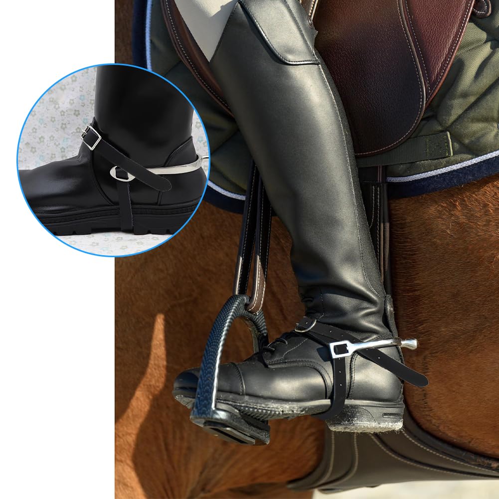 Speroni in Pelle, Speroni Equitazione, Lacci per Speroni Equitazione, Cinghie per Cavalli Cinturini, Pelle con Fibbia Acciaio Inossidabile Regolabile Cuoio Sperone Equestre Accessori Equitazione