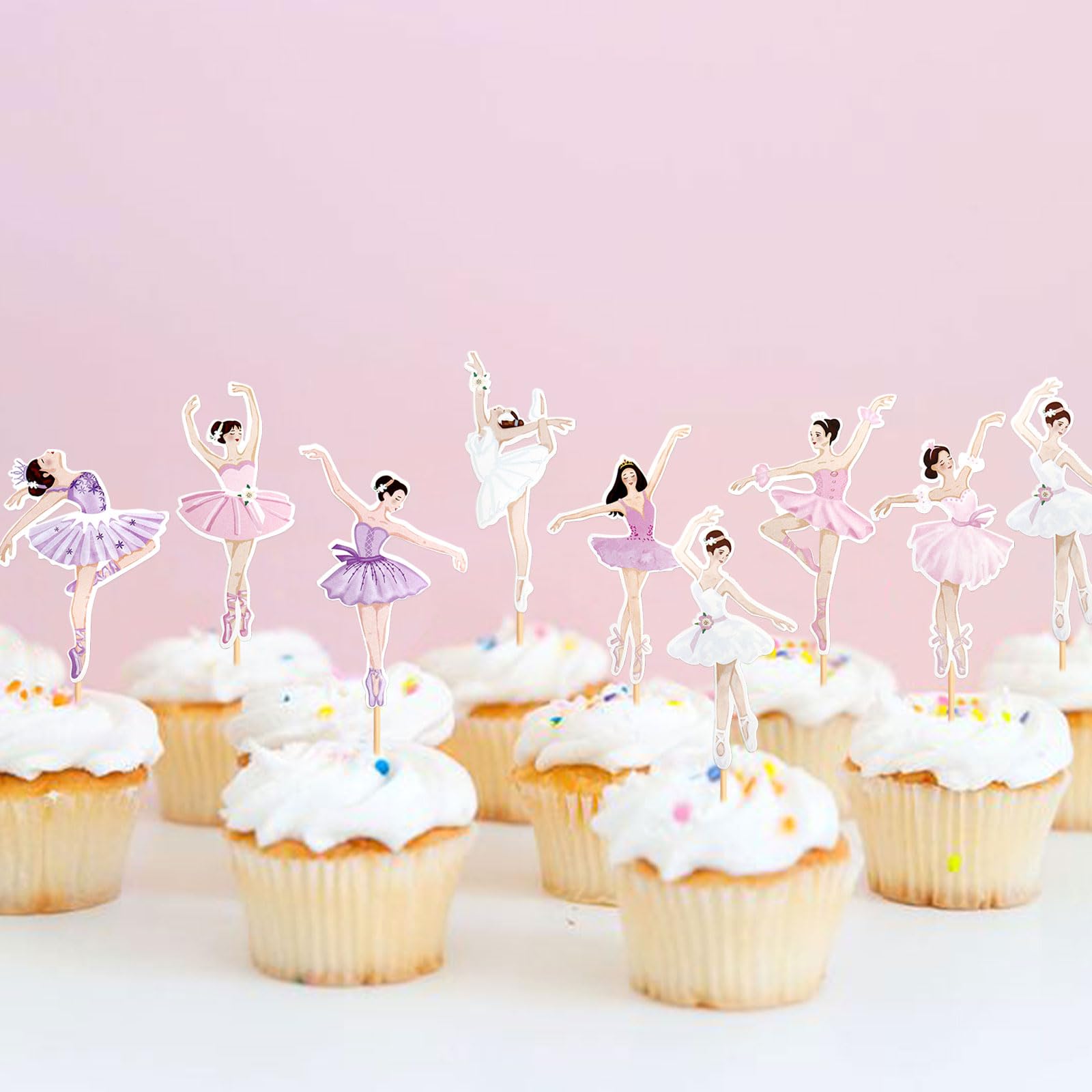 25 Ballerina Cupcake Topper Set – Tortendeko Für Ballett-Geburtstag & Hochzeiten