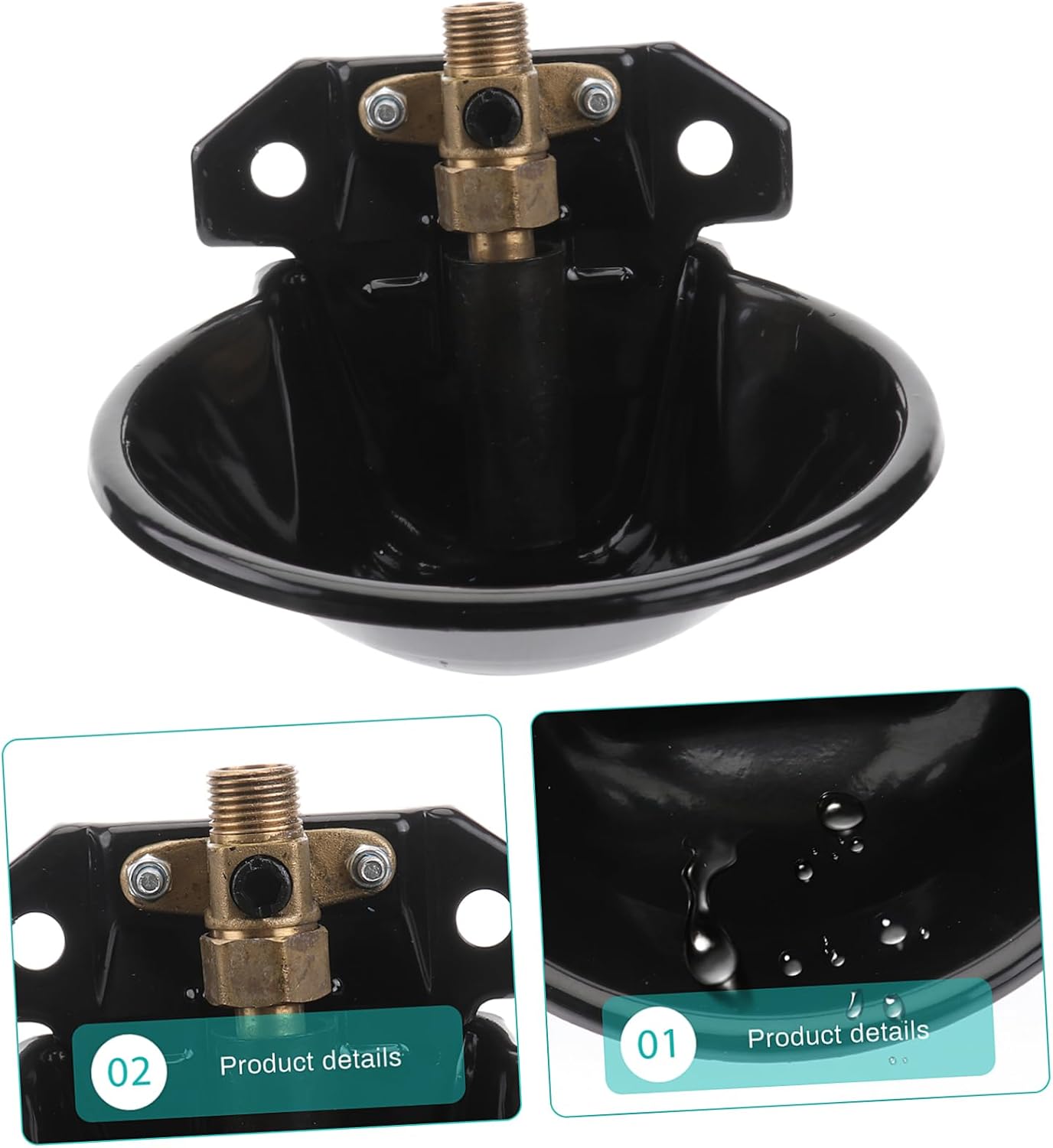 Happyyami Sheep Automatic Drinking Water Bowl Metal Feeder Water Feeder Black Plate Bowl Pet Cattle Trough