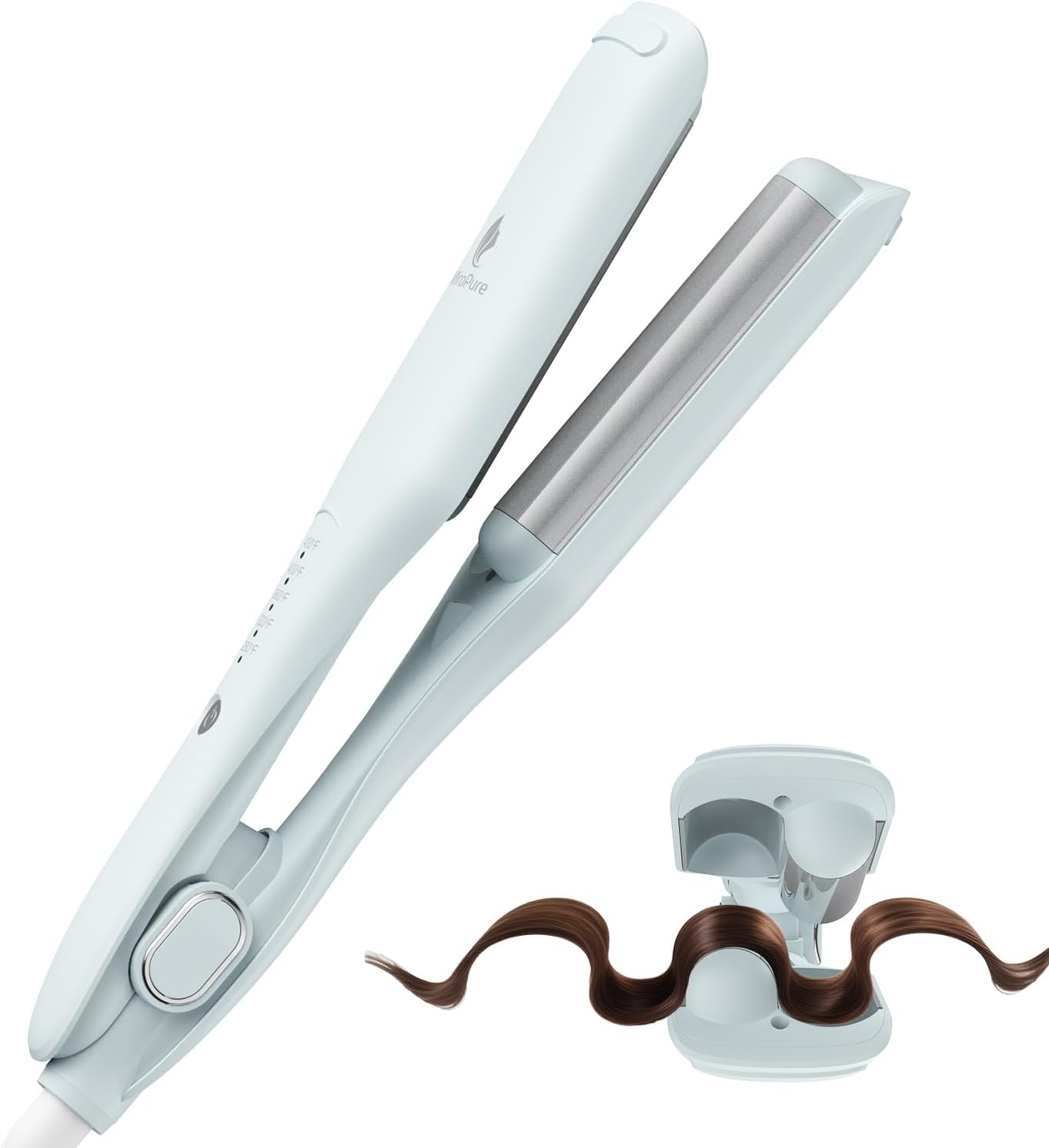 Curling Iron Hair Crimper Waver, MiroPure Waves Curling Wand 1 inch with 30S Fast Heating & PTC Heater, Deep Waver Hair Curler for Women, Dual Voltage, Pink