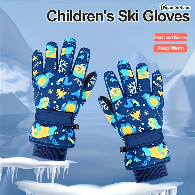 RooRuns Kids Children Ski Gloves Winter Snow Gloves Waterproof Winter Warm Gloves for Snowboarding, Sledding