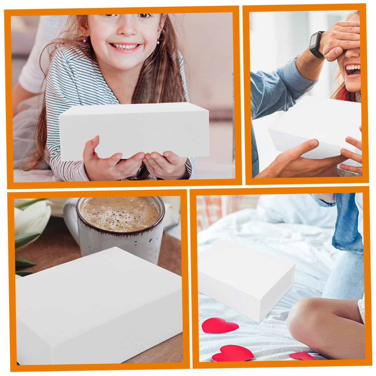 Scatola Regalo con Coperchio e Chiusura Magnetica in Cartone Bianco | Biscotti e Caramelle, Formato Pieghevole, Struttura Capiente Adatta a Compleanni e San Valentino