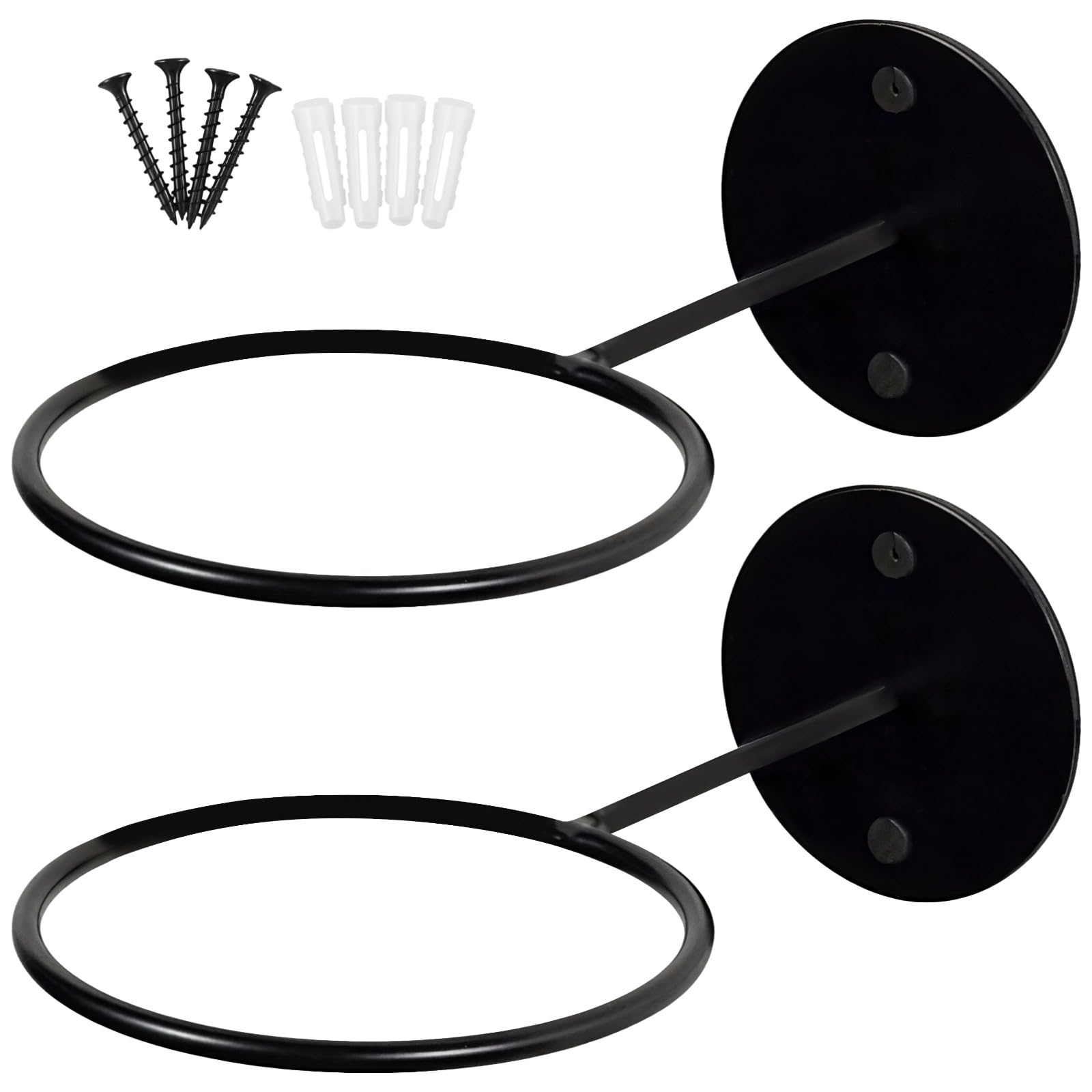 Skdqiee Football Basketball Wall Mount Set, 2 PCS Black Metal Ball Holders, Convenient Wall-Mounted for Football, Basketball, Volleyball