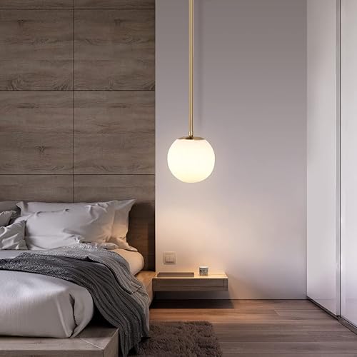 Miniatura 9 de BOKT Moderno colgante grande de globo dorado contemporáneo clásico blanco redondo 7.9 pulgadas pantalla de cristal accesorios de iluminación isla de