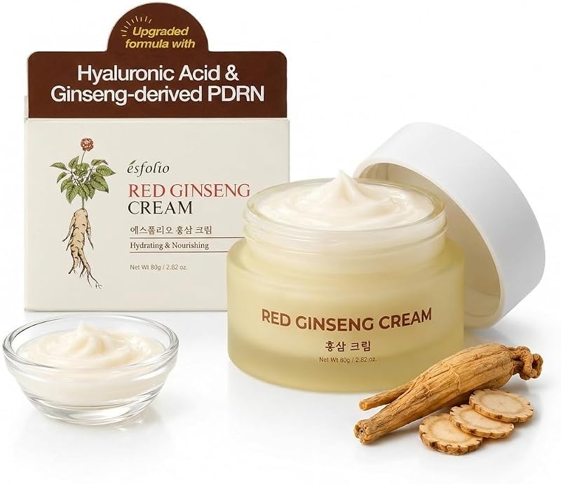 esfolio Creme Facial Hidratante com Extrato de Ginseng Vermelho, 80 g