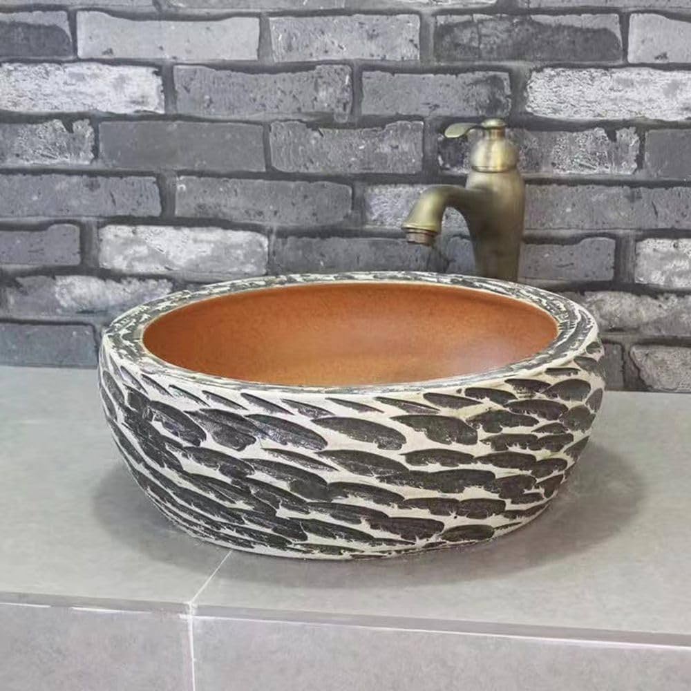 Amazon | 【排水セット付き】 洗面ボウル 陶器 豪華 手洗器 置き