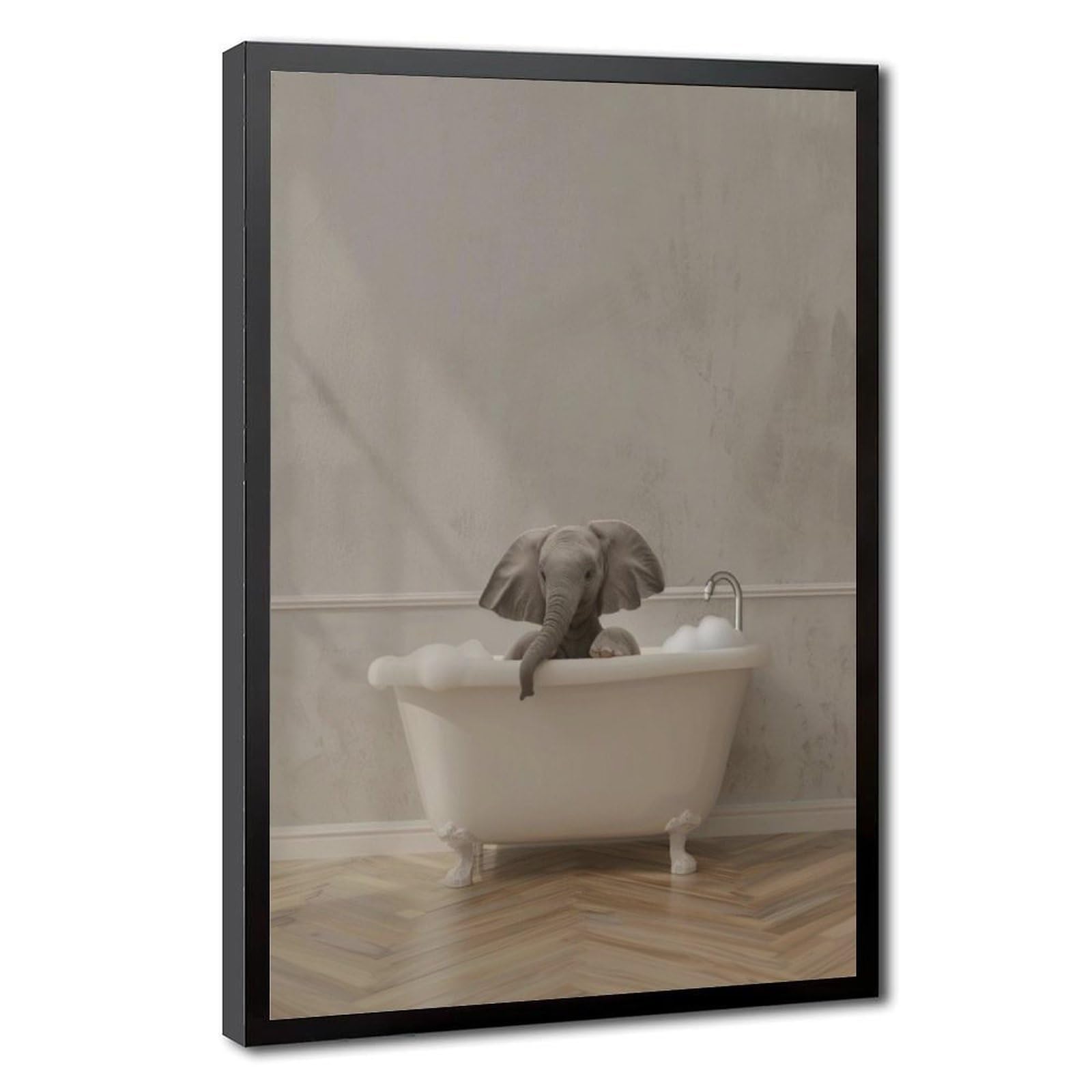 Bareronor Bathroom Elephant Poster Canvas Poster Bedroom Decor Landscape Office Room Decor Gift 24" L X 36" W
