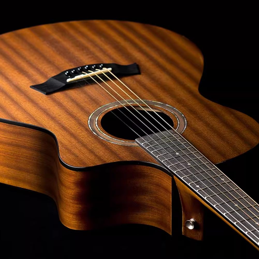 Kit per chitarra acustica per principianti, 101 cm, strumento in legno lucido, per adulti e adolescenti, chitarra a 6 corde con tutti gli accessori