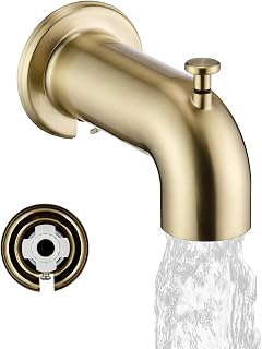 Slip-On Extra Long Tub Spout with Diverter, 1/2 Inch Slip Fit Connection,Brushed Gold