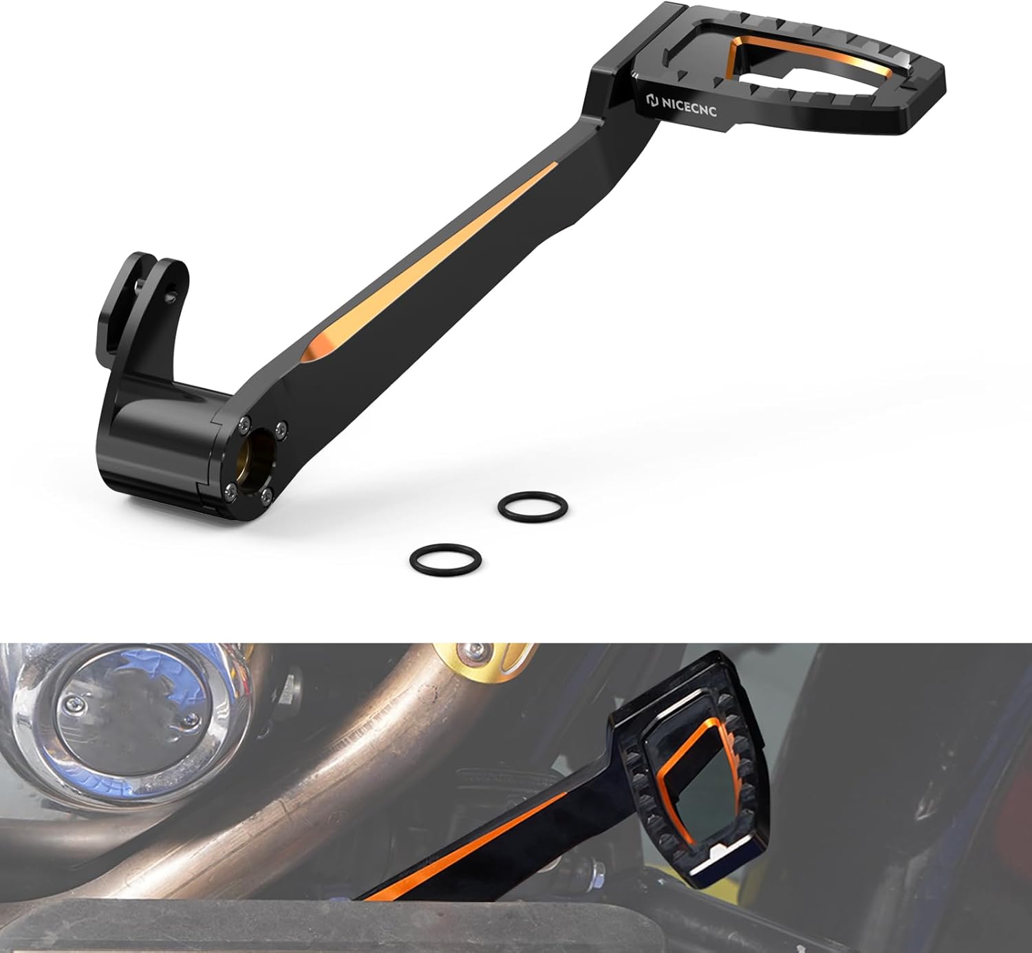 NICECNC Orange Back Rear Brake Pedals Rear Brake Levers Compatible with Harley Electra Glide Standard FLHT 2019-2022, Road Glide Special FLTRXS 2015-2023, Replacement for 50600067, See Fitment