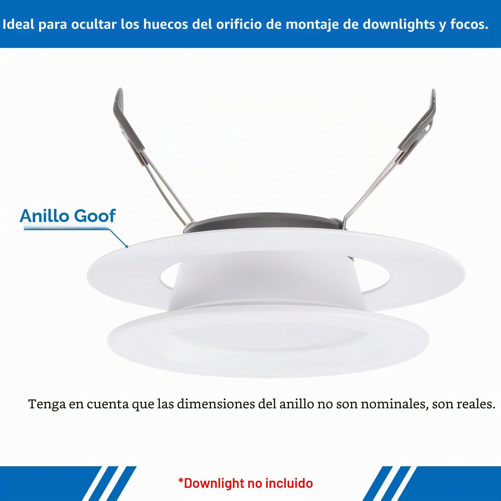 PATIKIL Anillos de Ajuste ID 2.99" OD 4.72" 12 Piezas Anillos de Ajuste de Metal para Cubrir Techo Pared Luces Empotradas Techo Iluminación Luz Empotrada LED Acabado Blanco Mate