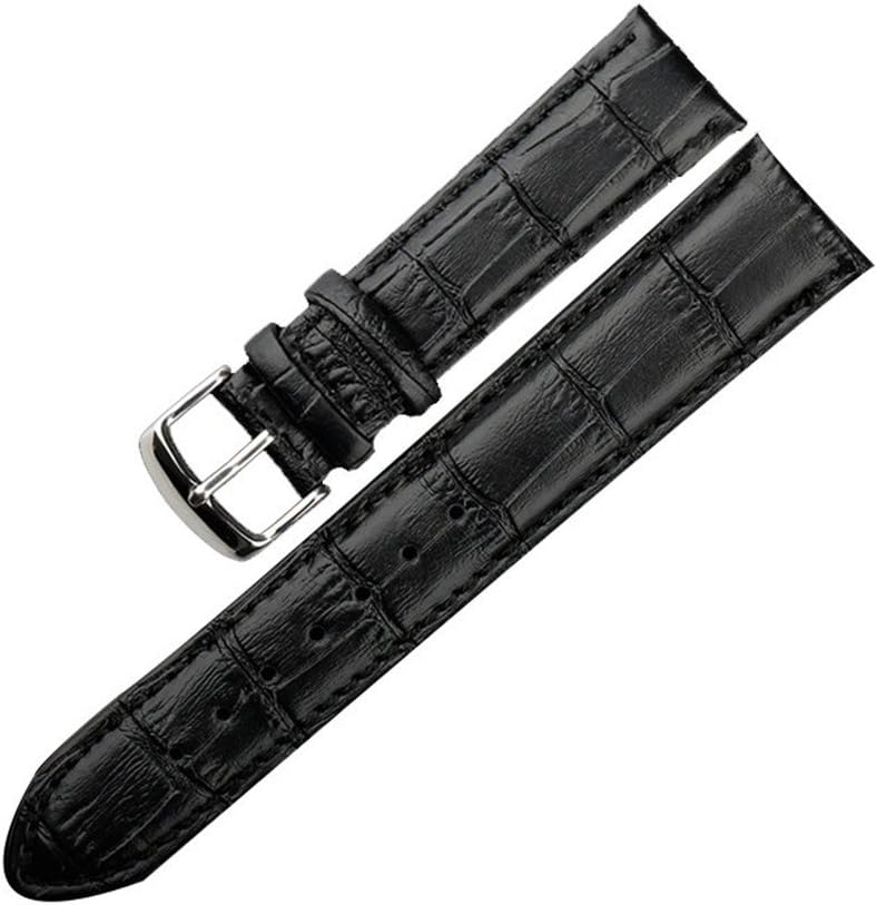 TEZER 19mm Universal Leather Wrist Replacement Watch Band Strap Black