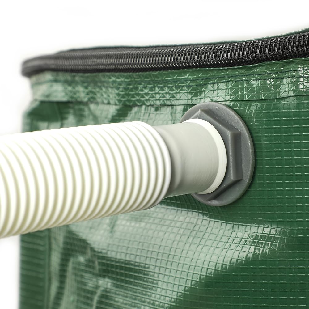 TERRE JARDIN - Réservoir Récupérateur Eau de Pluie, 500 L - Cuve Eau de Pluie, Pliable, en PVC Armée - Réservoir avec Robinet d'Arrêt et Robinet d'Écoullement - 500 litres - Vert
