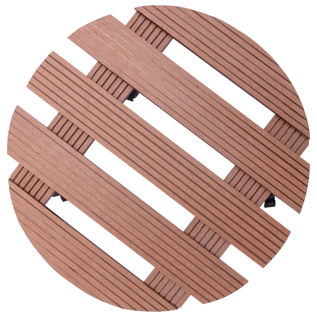 Wałek do roślin, 2 szt., brązowy, Ø 30 x 7,5 cm, WPC z obrotowymi kółkami o 360° i hamulcami, nośność do 100 kg, idealny do ogrodu, na balkon, taras i do roślin wewnętrznych