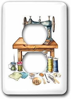 3dRose Sewing Machine and Thread Illustration - Light Switch Covers (lsp-382229-6)