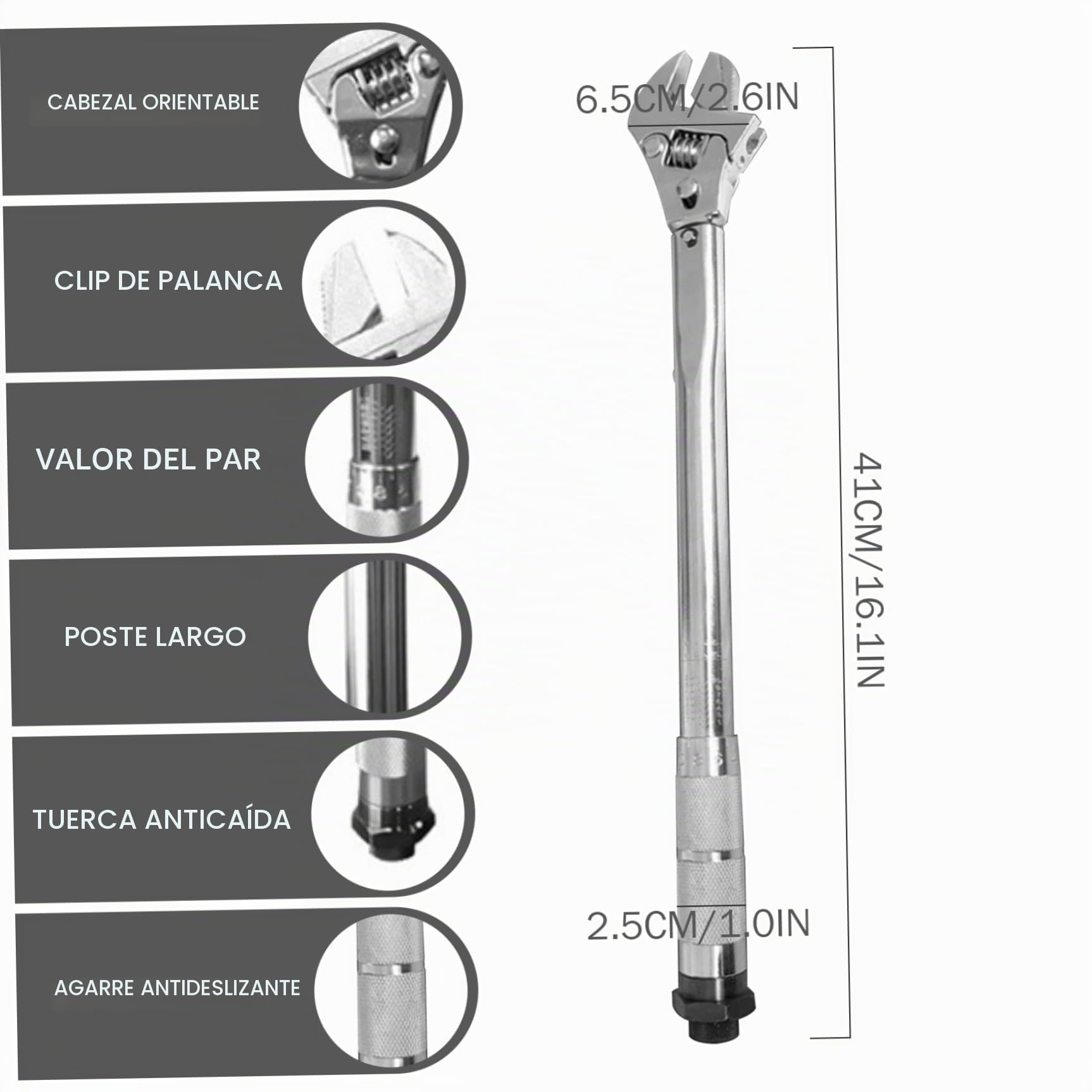 Llave dinamométrica 4 en 1 ajustable para HVAC, herramienta de reparación de extremo abierto antideslizante para minisplit, aire acondicionado y sistema HVAC, 19-110 NM, herramientas para, ll