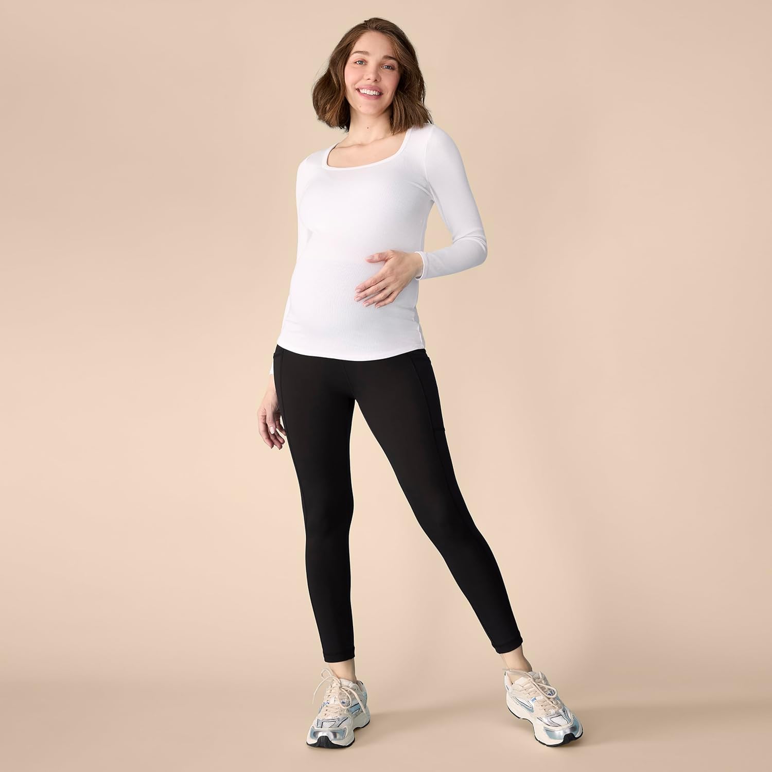 Motherhood Maternity Women's High Waist Over The Belly Pregnancy Workout Active Pocket Legging - Image 3
