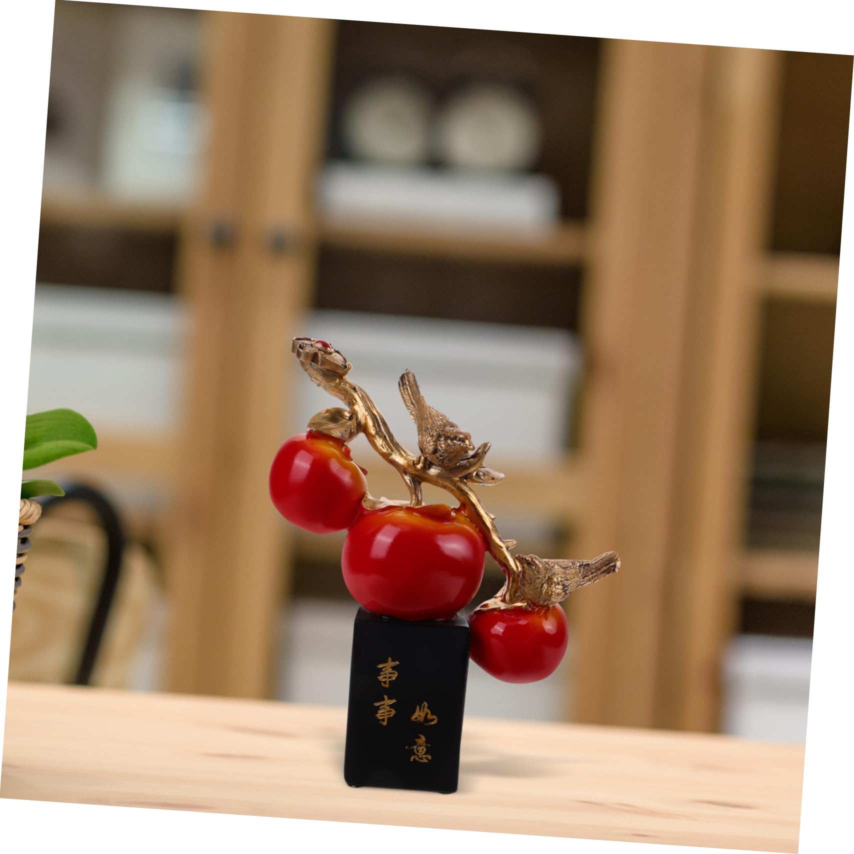 Amazon.co.jp: WRITWAA 鳥柿の置物 の柿の彫刻 人工フルーツ置物 模造