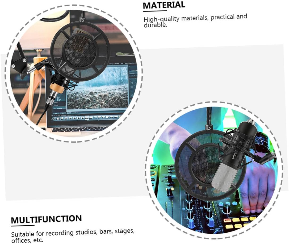 Mikinona Microphone Pop Filter Wind Screen Filter for Microphone Mic Shield Black