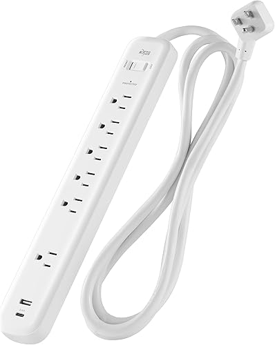 KMC Regleta de alimentación con protector de sobretensiones de 6 tomas, 1 puerto USB-A y 1 puerto USB-C, protectores de sobretensiones de disponible en Yaxa Costa Rica