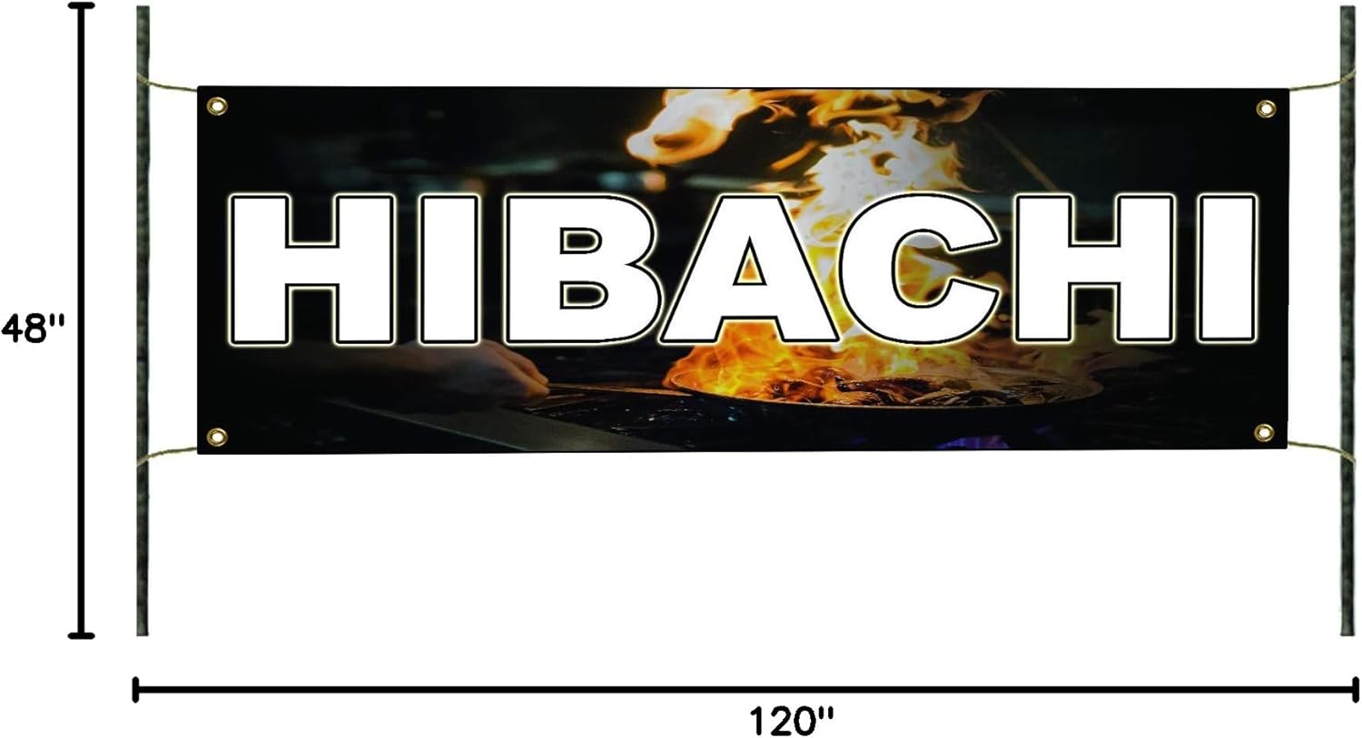 Hibachi Food Advertising Vinyl Banner Sign BBQ Charcoal Konro Grill