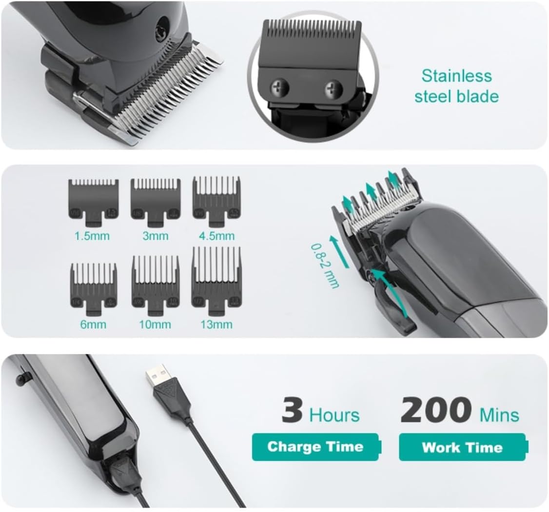 Men's Hair Clippers Cordless Adjustable Electric Hair Clippers Digital Display