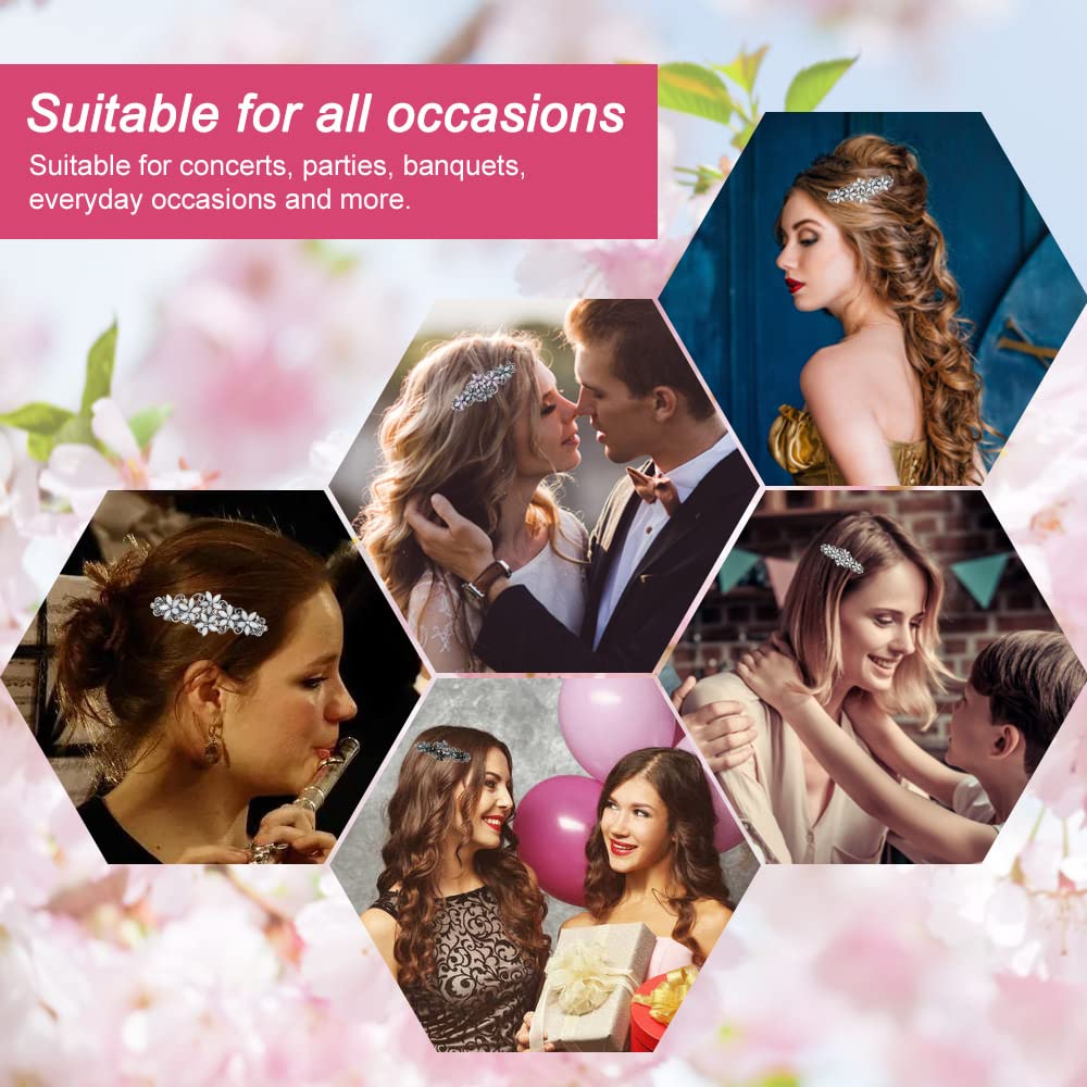 Set 3 Fermagli Per Capelli Con Fiori E Strass - Eleganti Clip In Resina Per Donna - Nero, Grigio, Bianco, Rosa - Accessorio Per Matrimonio E Festa